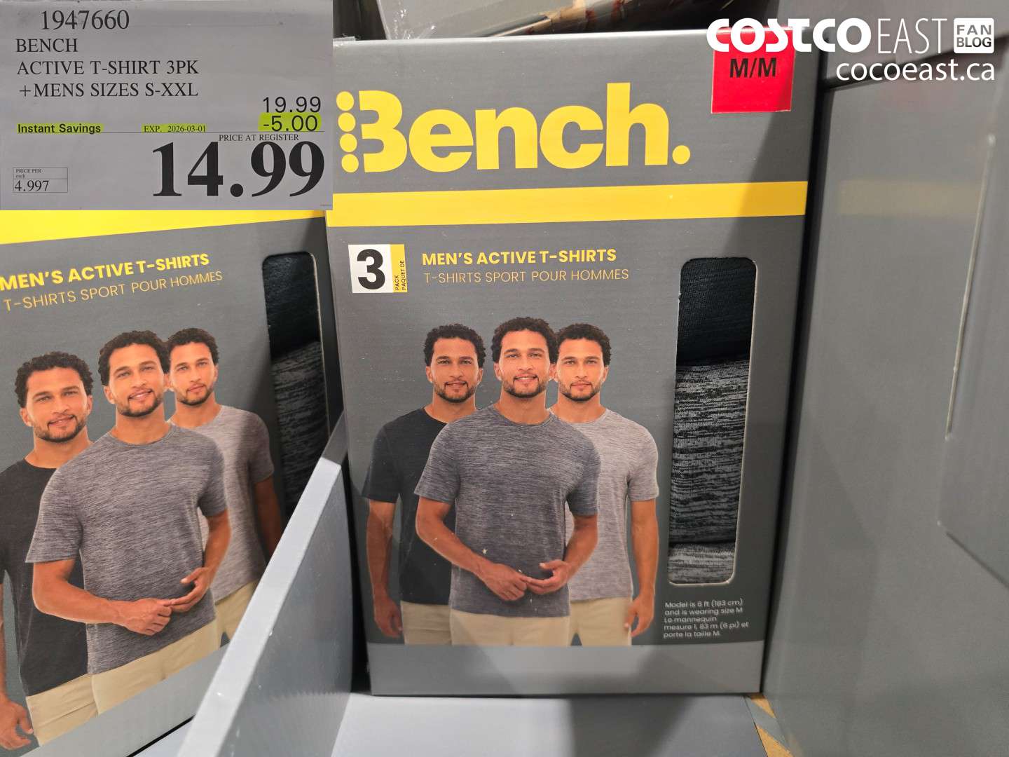 1947660 BENCH ACTIVE T-SHIRT 3PK + MENS SIZES S-XXL ($5.00 INSTANT SAVINGS EXPIRES ON 2026-03-01) $14.99
