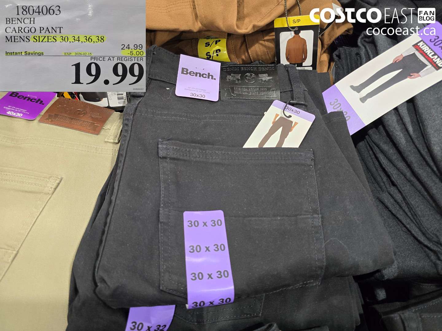 1804063 BENCH CARGO PANT MENS SIZES 30,34,36,38 ($5.00 INSTANT SAVINGS EXPIRES ON 2026-02-15) $19.99