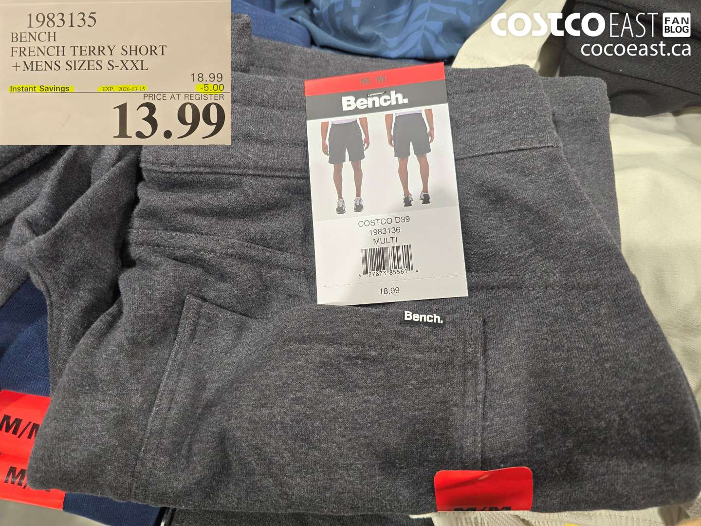 1983135 BENCH FRENCH TERRY SHORT +MENS SIZES S-XXL ($5.00 INSTANT SAVINGS EXPIRES ON 2026-03-15) $13.99