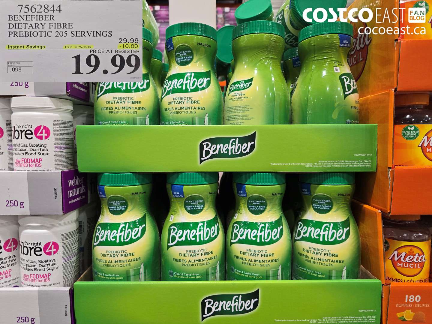 7562844 BENEFIBER DIETARY FIBRE PREBIOTIC 820 G ($10.00 INSTANT SAVINGS EXPIRES ON 2026-02-15) $19.99