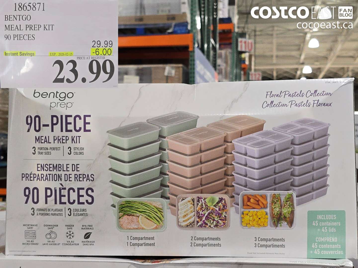 1865871 BENTGO MEAL PREP KIT 90 PIECES ($6.00 INSTANT SAVINGS EXPIRES ON 2026-02-15) $23.99