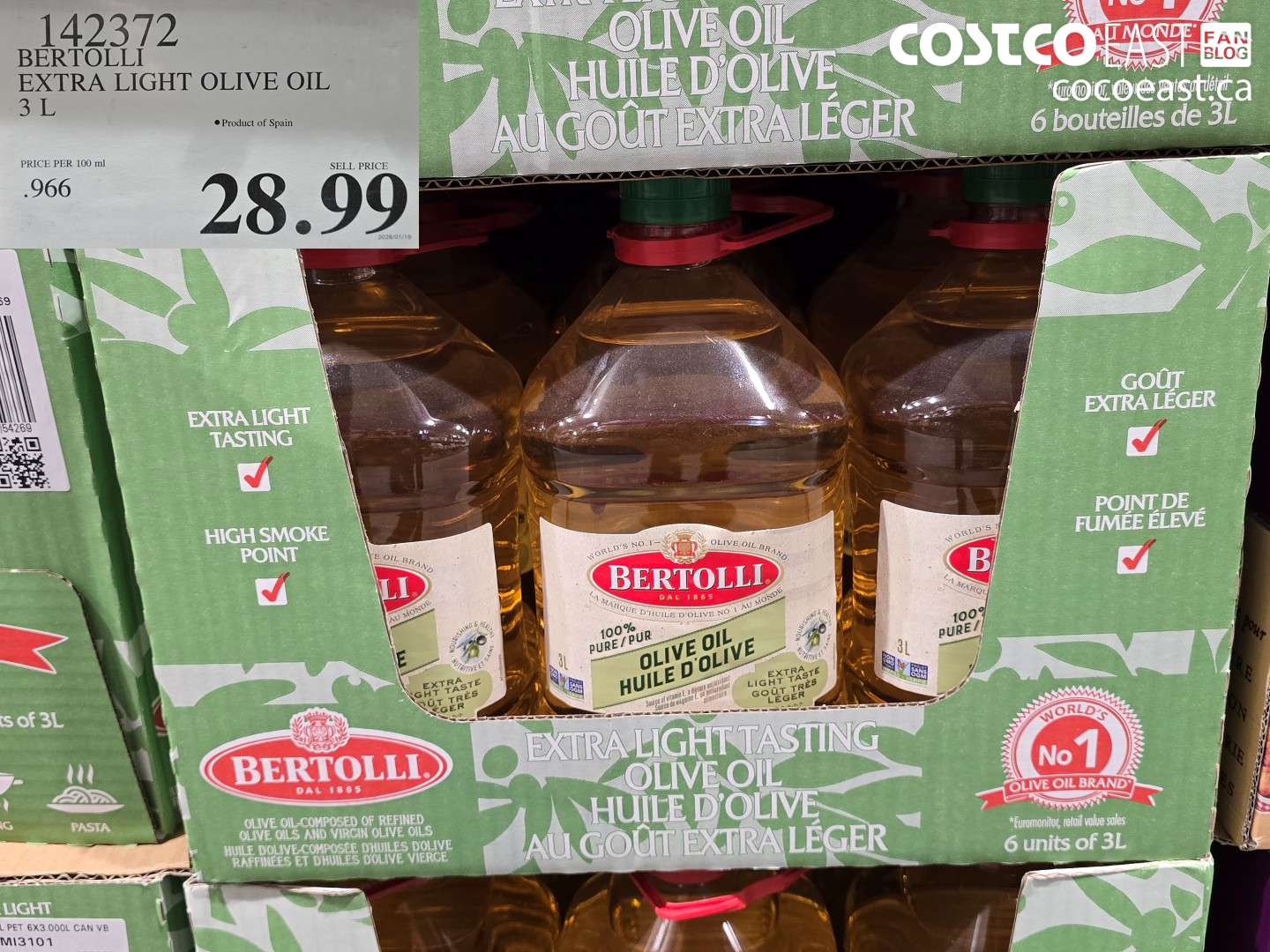 142372 BERTOLLI EXTRA LIGHT OLIVE OIL 3L $28.99