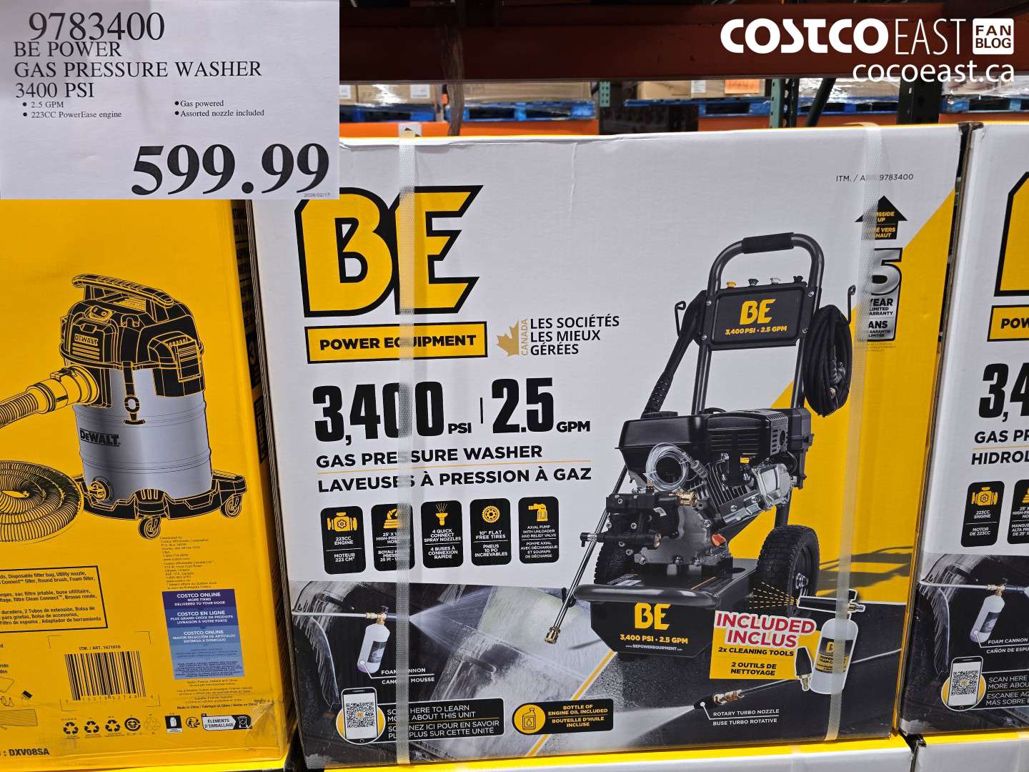 9783400 BE POWER GAS PRESSURE WASHER 3400 PSI $599.99