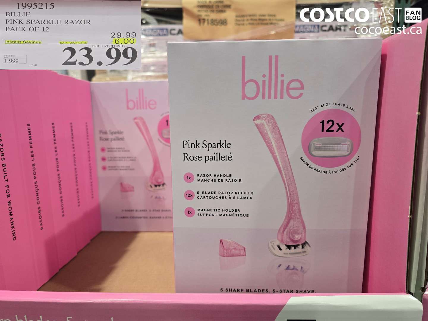19995215 BILLIE PINK SPARKLE RAZOR PACK OF 12 ($6.00 INSTANT SAVINGS EXPIRES ON 2026-03-15) $23.99