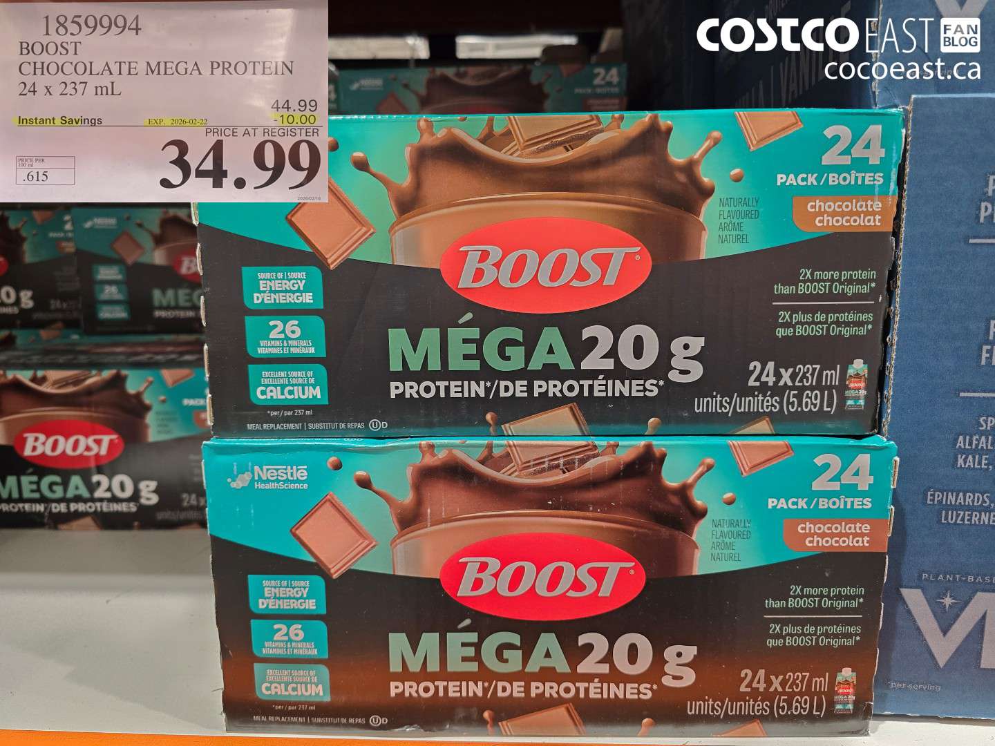 1859994 BOOST CHOCOLATE MEGA PROTEIN 24 x 237 mL ($10.00 INSTANT SAVINGS EXPIRES ON 2026-02-22) $34.99
