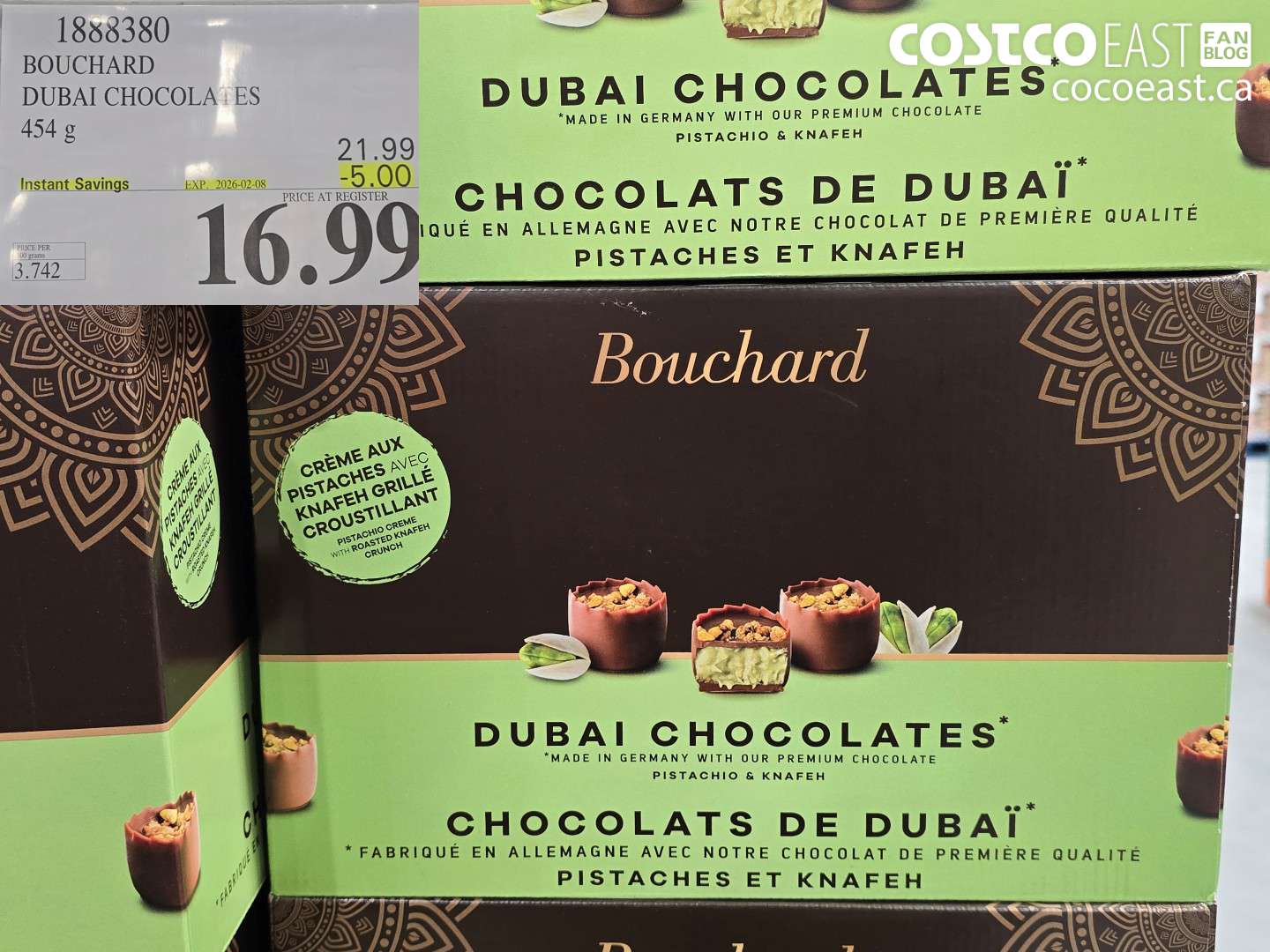 1888380 BOUCHARD DUBAI CHOCOLATES 454 g ($5.00 INSTANT SAVINGS EXPIRES ON 2026-02-08) $16.99
