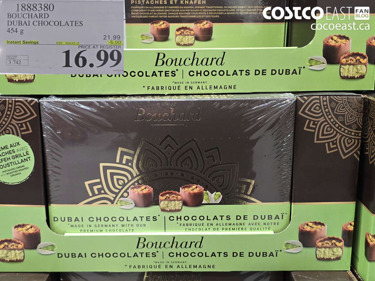 1888380 BOUCHARD DUBAI CHOCOLATES 454 g ($5.00 INSTANT SAVINGS EXPIRES ON 2026-02-15) $16.99