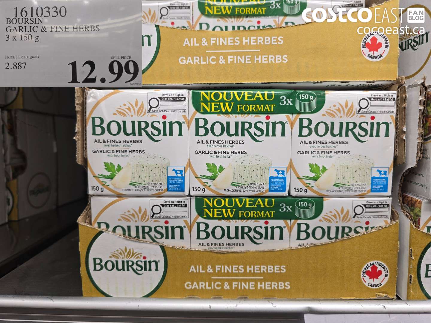 1610330 BOURSIN GARLIC & FINE HERBS 3 X 150 G $12.99