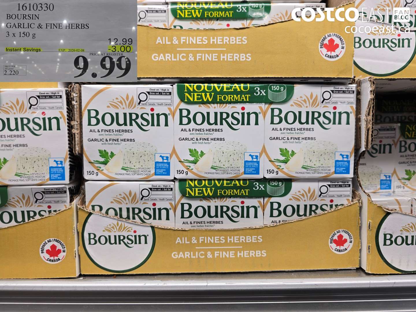 1610330 BOURSIN GARLIC & FINE HERBS 3 x 150g ($3.00 INSTANT SAVINGS EXPIRES ON 2026-02-08) $9.99