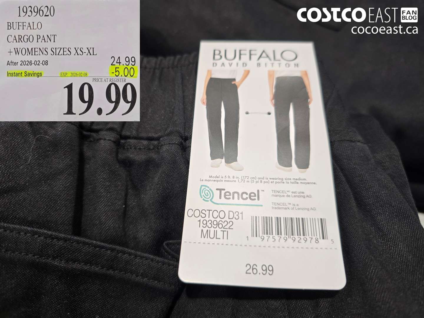 1939620 BUFFALO CARGO PANT +WOMENS SIZES XS-XL ($5.00 INSTANT SAVINGS EXPIRES ON 2026-02-08) $19.99