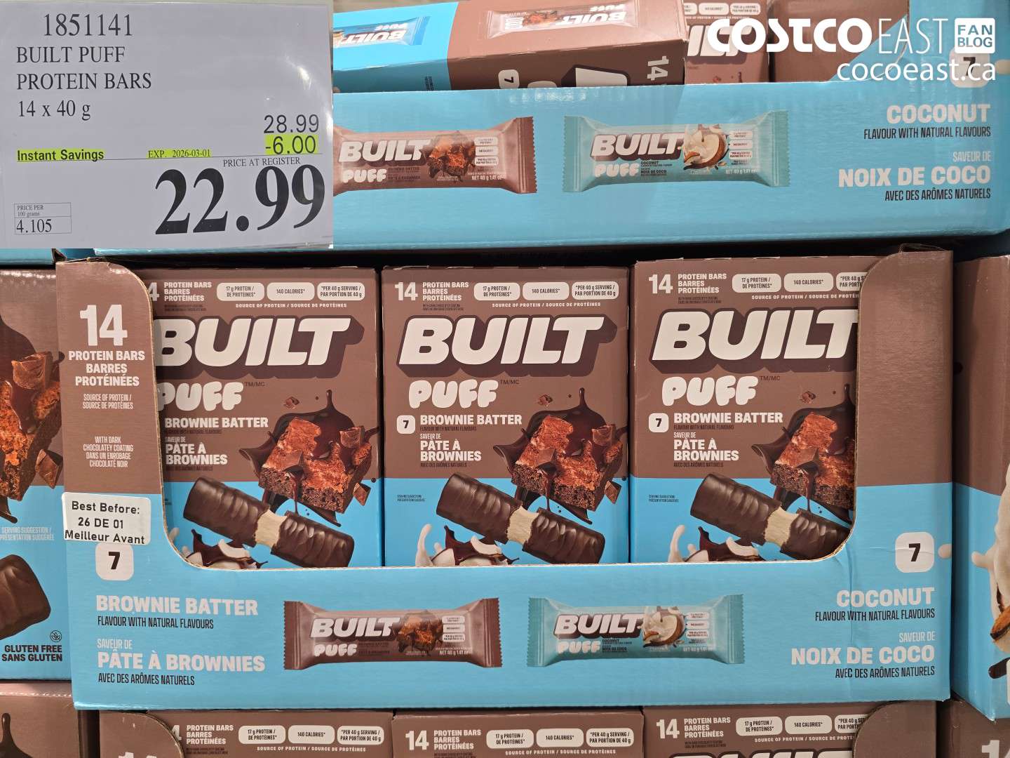 1851141 BUILT PUFF PROTEIN BARS ($6.00 INSTANT SAVINGS EXPIRES ON 2026-03-01) $22.99