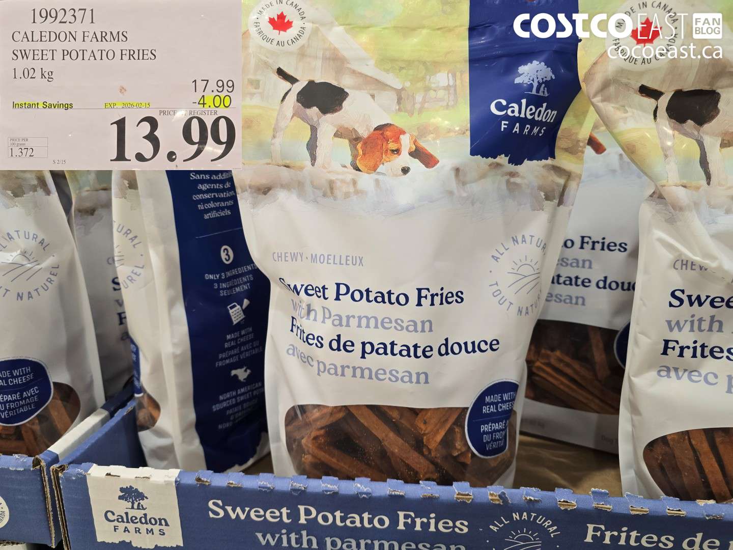 1992371 CALEDON FARMS SWEET POTATO FRIES 1.02 kg ($4.00 INSTANT SAVINGS EXPIRES ON 2026-02-15) $13.99
