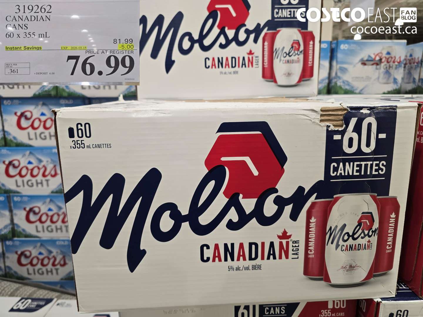 319262 CANADIAN CANS 60 X 355 ML ($5.00 INSTANT SAVINGS EXPIRES ON 2026-03-15) $76.99