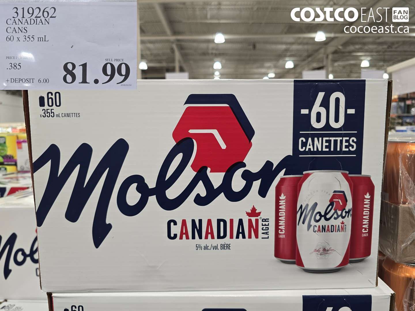 319262 CANADIAN CANS 60 x 355 mL $81.99