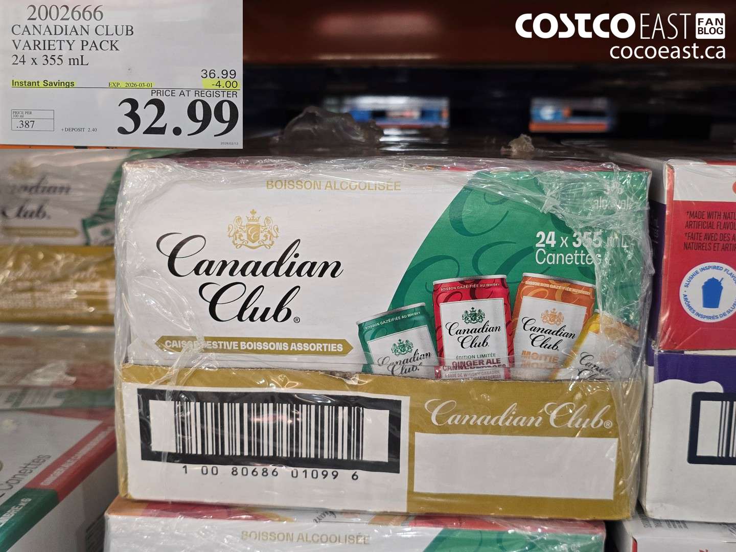 2002666 CANADIAN CLUB VARIETY PACK 24 X 355 ML ($4.00 INSTANT SAVINGS EXPIRES ON 2026-03-01) $32.99