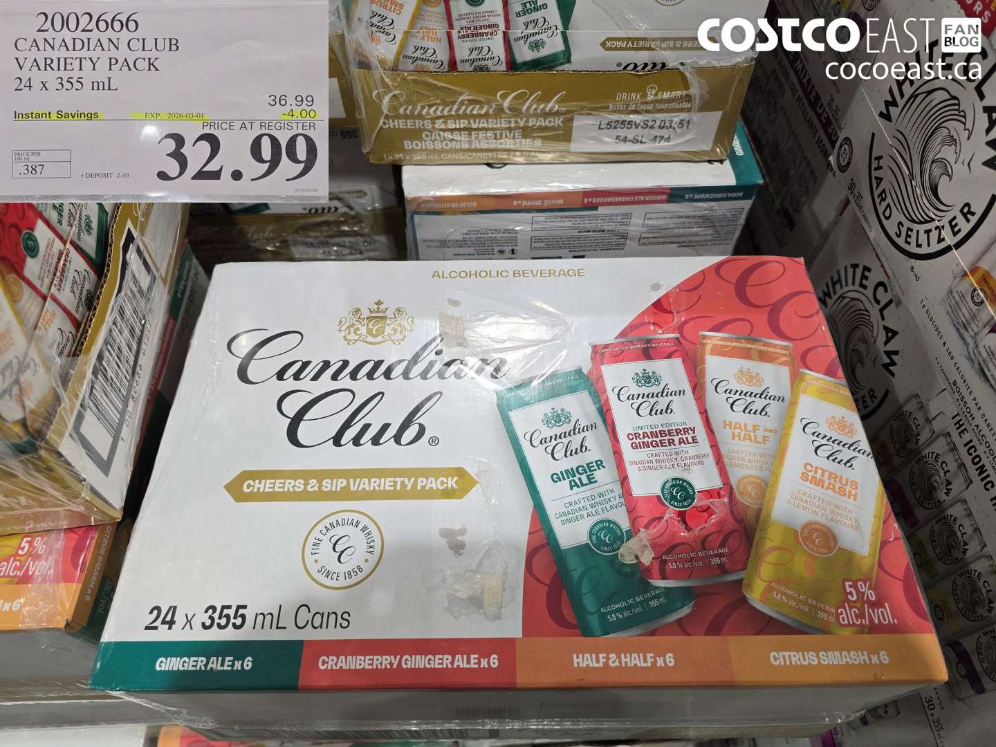 2002666 CANADIAN CLUB VARIETY PACK 24 x 355 mL ($4.00 INSTANT SAVINGS EXPIRES ON 2026-03-01) $32.99