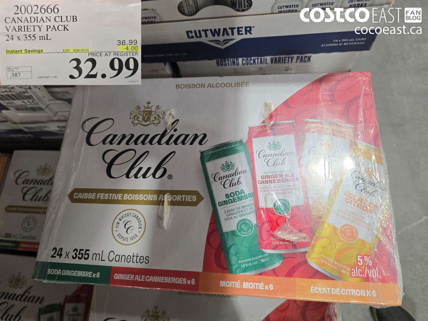 2002666 CANADIAN CLUB VARIETY PACK 24 x 355 mL ($4.00 INSTANT SAVINGS EXPIRES ON 2026-03-01) $32.99