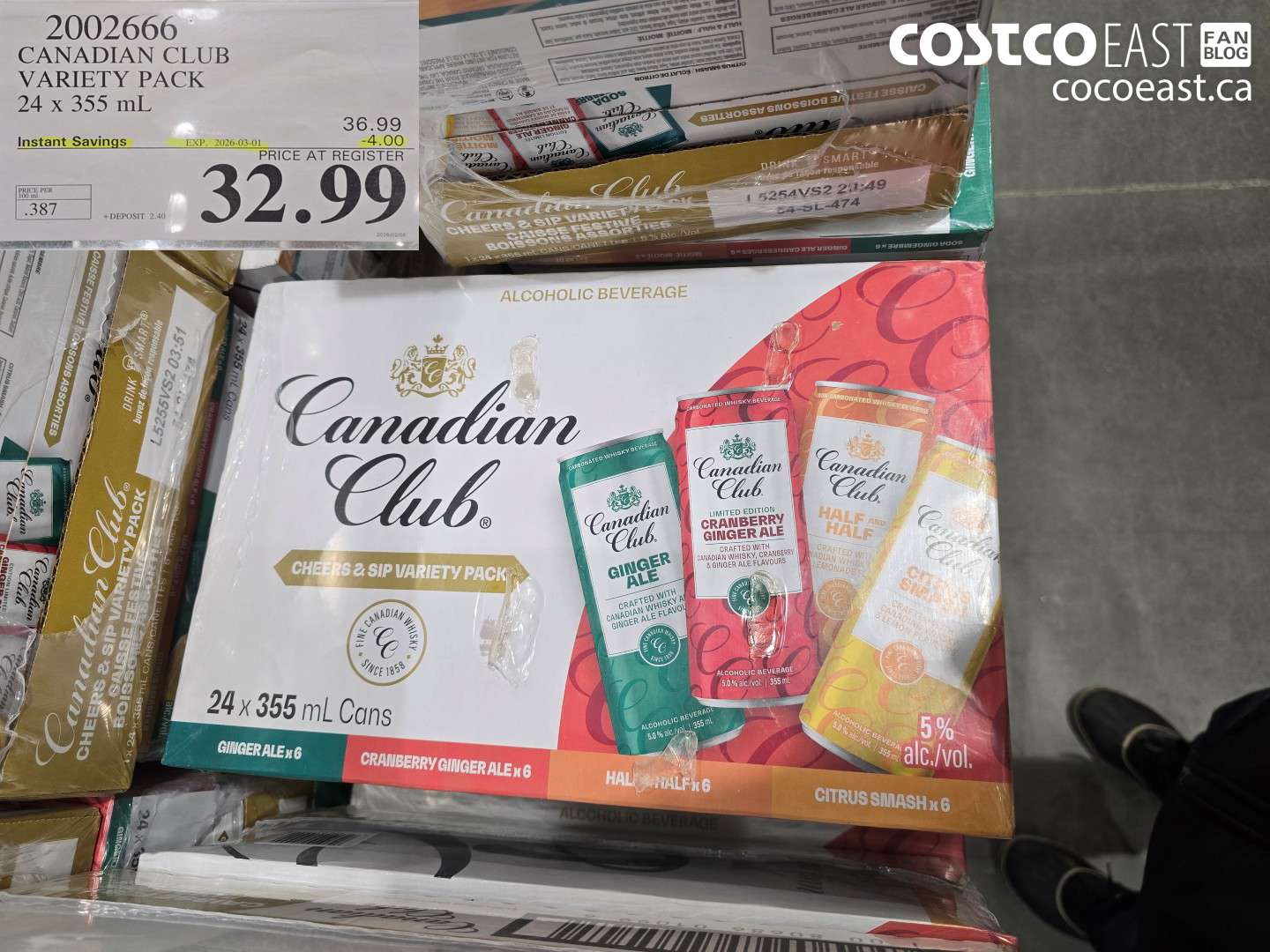 2002666 CANADIAN CLUB VARIETY PACK 24 x 355 ml ($4.00 INSTANT SAVINGS EXPIRES ON 2026-03-01) $32.99