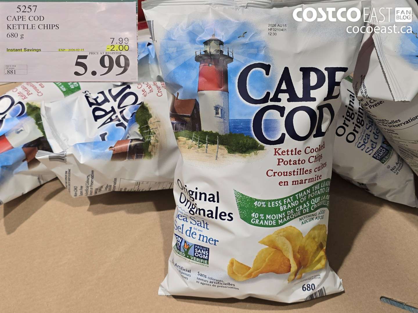 5257 CAPE COD KETTLE CHIPS 680 g ($2.00 INSTANT SAVINGS EXPIRES ON 2026-02-15) $5.99