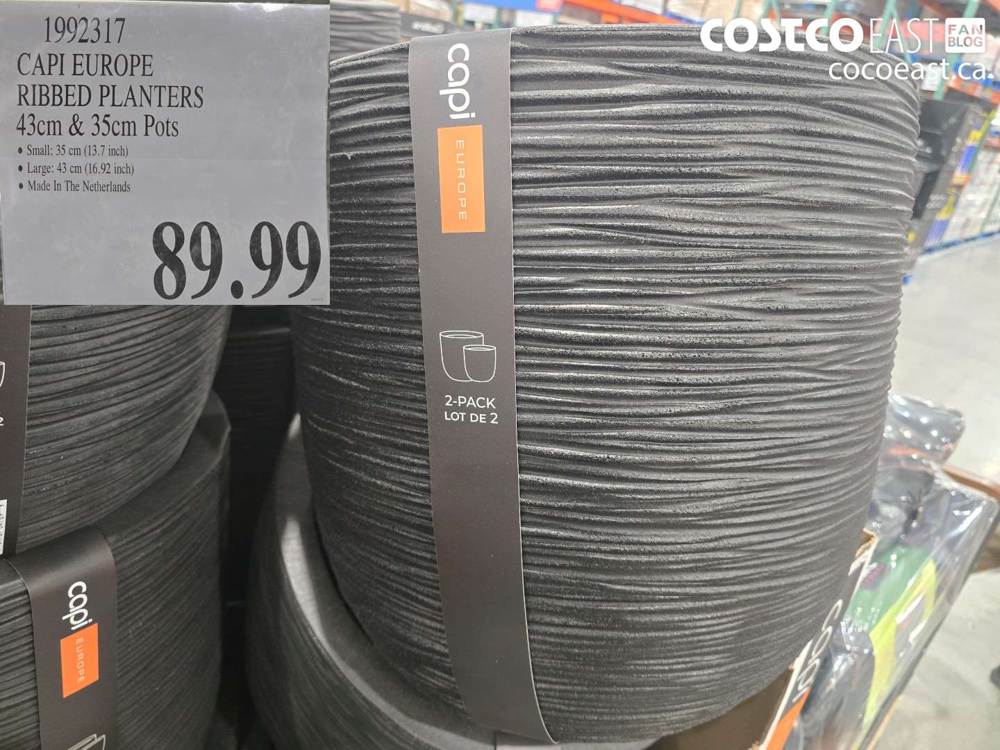 1992317 CAPI EUROPE RIBBED PLANTERS 43cm & 35cm Pots $89.99