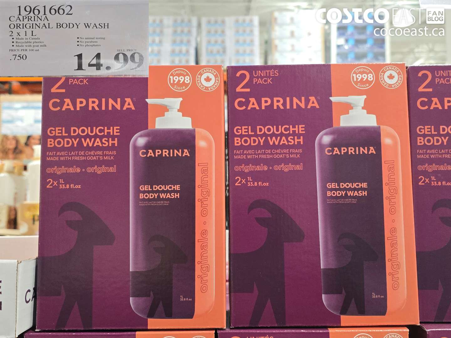 1961662 CAPRINA ORIGINAL BODY WASH 2 x 1 L $14.99