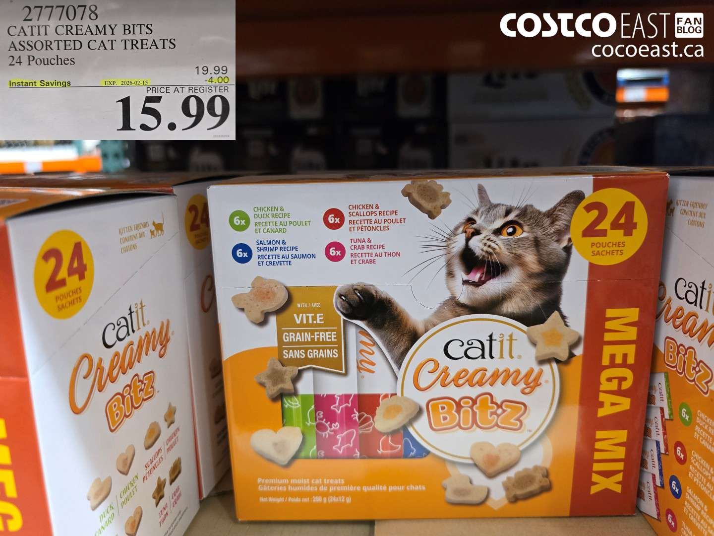 2717078 CATIT CREAMY BITS ASSORTED CAT TREATS 24 Pouches ($4.00 INSTANT SAVINGS EXPIRES ON 2026-02-15) $15.99