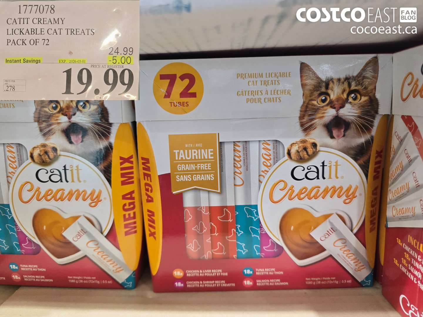 1777078 CATIT CREAMY LICKABLE CAT TREATS PACK OF 72 ($5.00 INSTANT SAVINGS EXPIRES ON 2026-03-01) $19.99