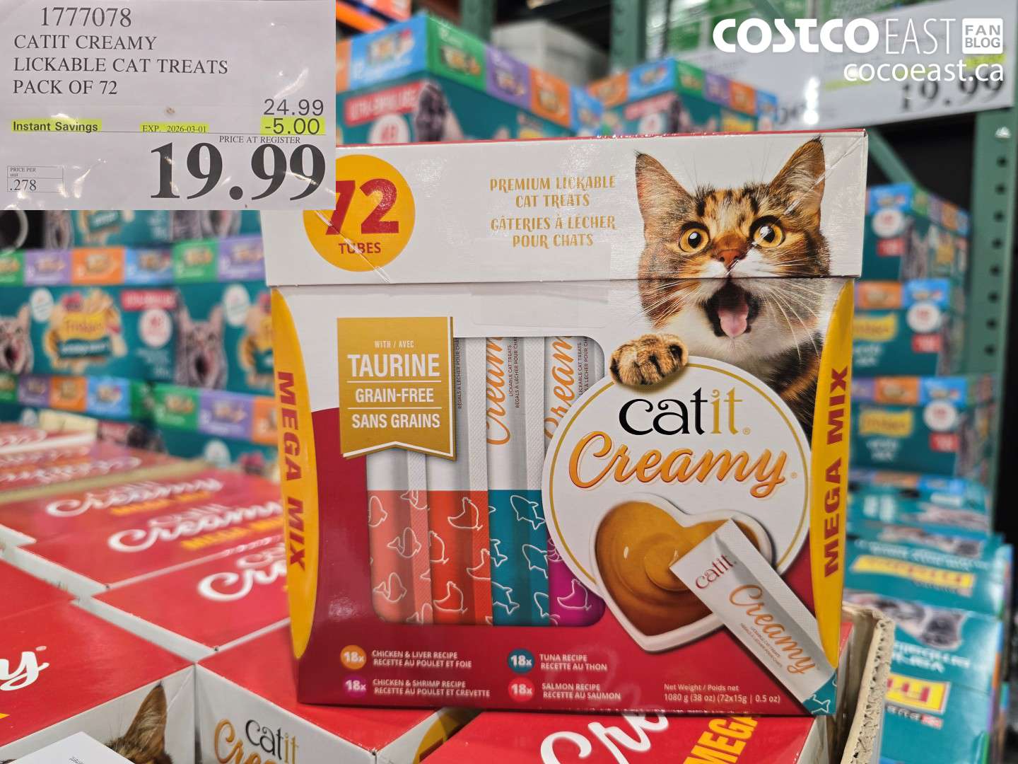 1777078 CATIT CREAMY LICKABLE CAT TREATS PACK OF 72 ($5.00 INSTANT SAVINGS EXPIRES ON 2026-03-01) $19.99