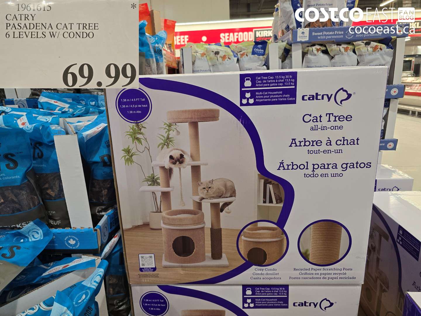 1961615 CATRY PASADENA CAT TREE 6 LEVELS W/ CONDO $69.99
