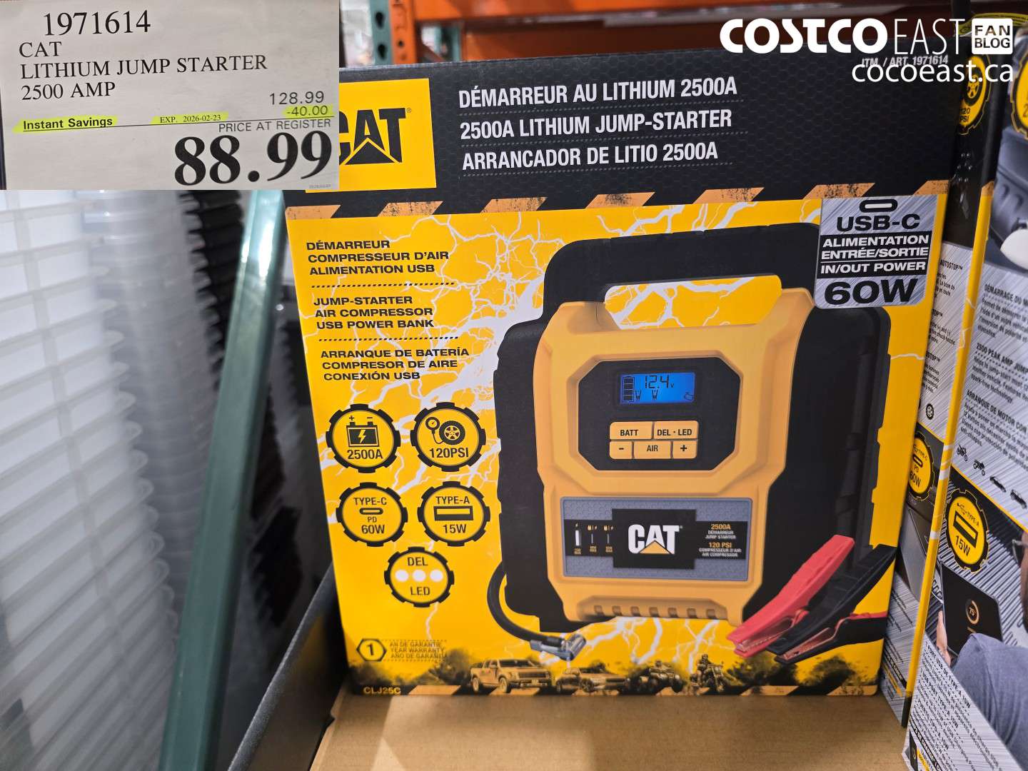 1971614 CAT LITHIUM JUMP STARTER 2500 AMP ($40.00 INSTANT SAVINGS EXPIRES ON 2026-02-23) $88.99