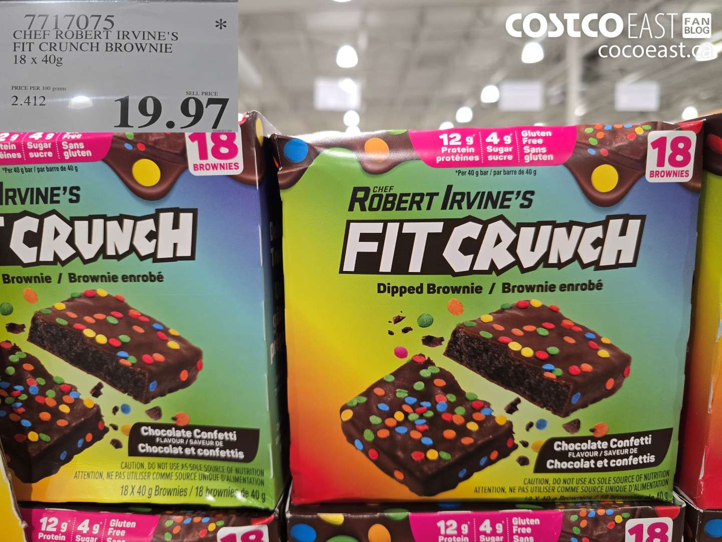 7717075 CHEF ROBERT IRVINE'S FIT CRUNCH BROWNIE 18 x 40G $19.97