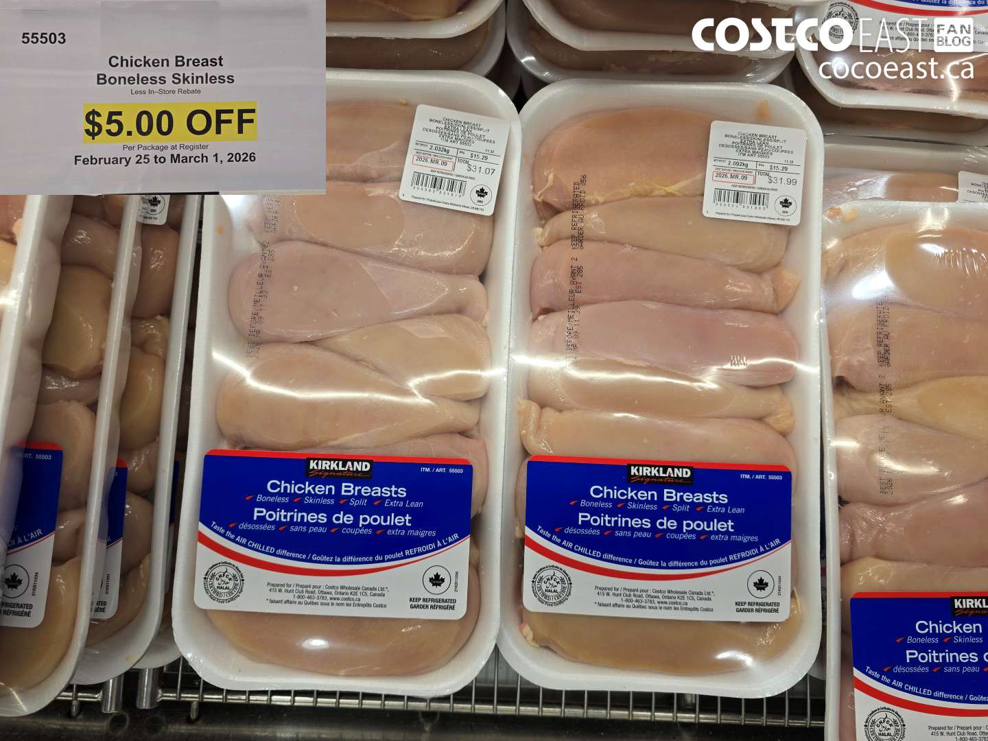 55503 CHICKEN BREAST BONELESS SKINLESS ($5.00 INSTANT SAVINGS)