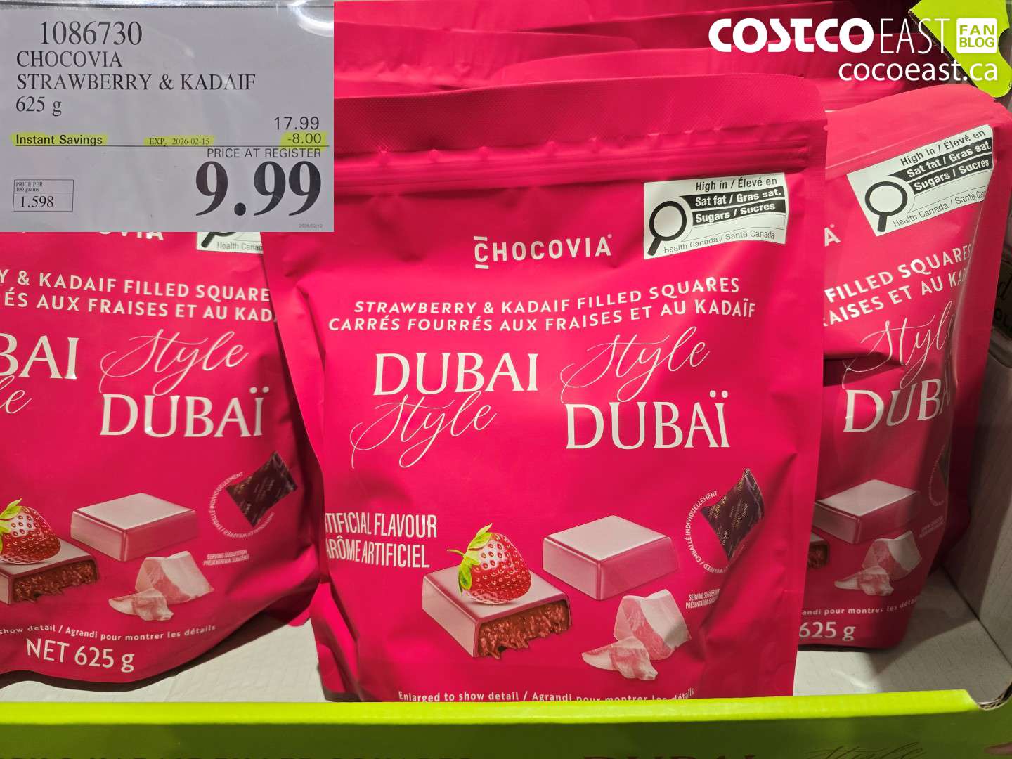 1086730 CHOCOVIA STRAWBERRY & KADAIF 625 g ($8.00 INSTANT SAVINGS EXPIRES ON 2026-02-15) $9.99