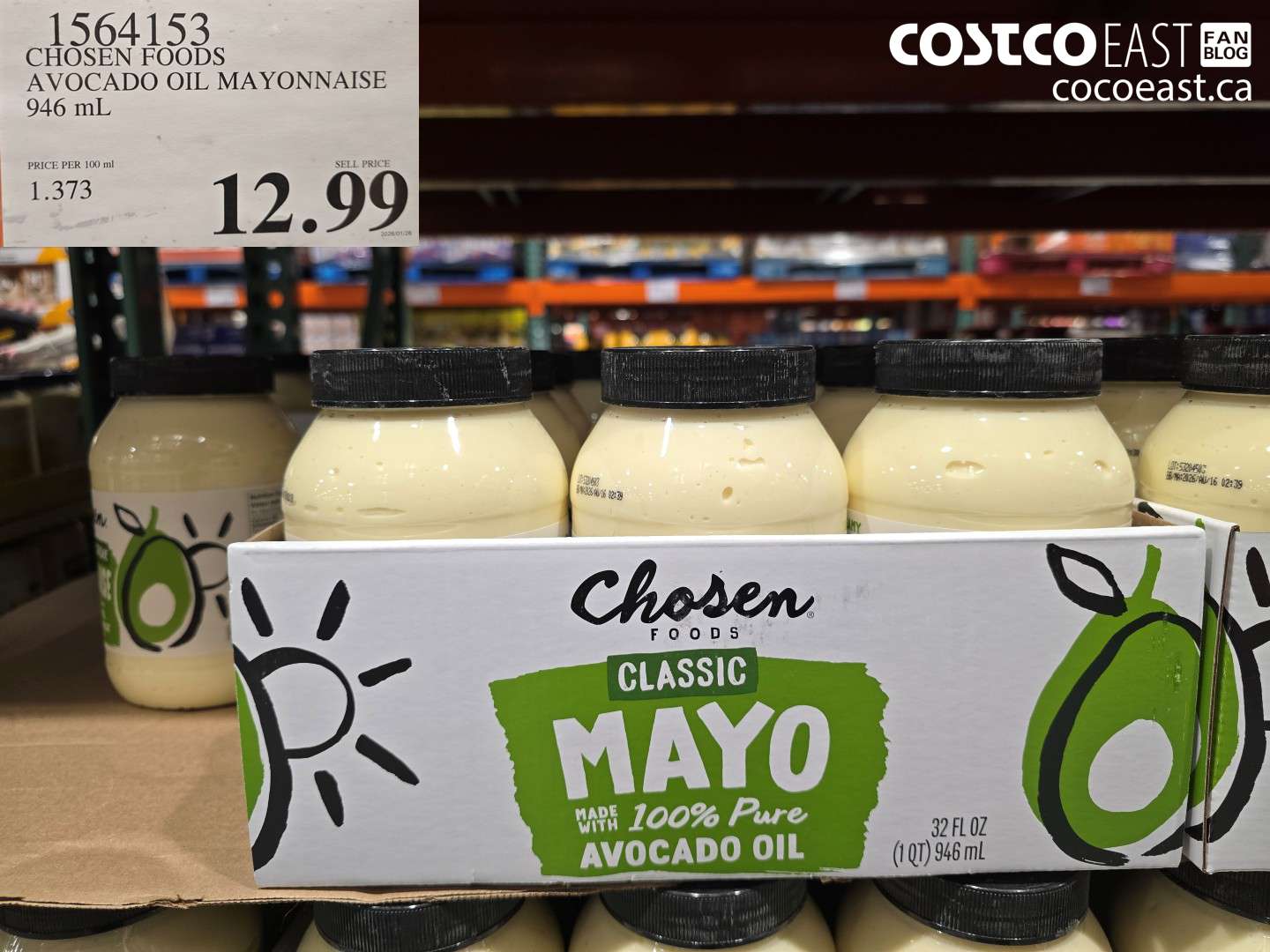 1564153 CHOSEN FOODS AVOCADO OIL MAYONNAISE 946 mL $12.99