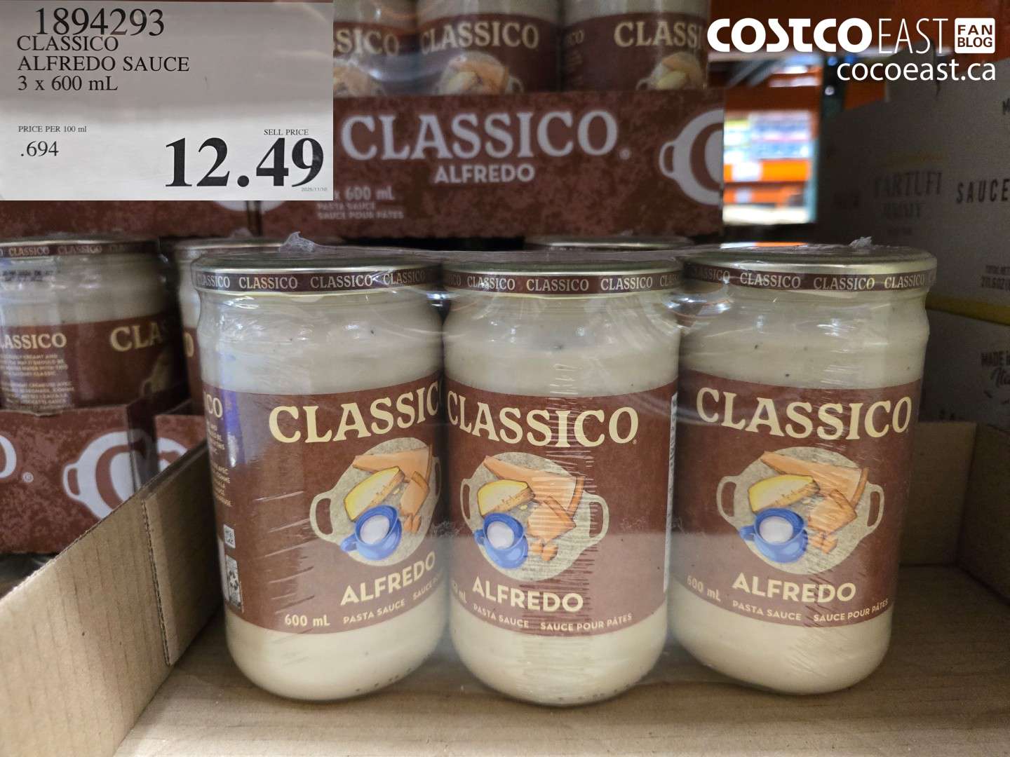 1894293 CLASSICO ALFREDO SAUCE 3 x 600 mL $12.49