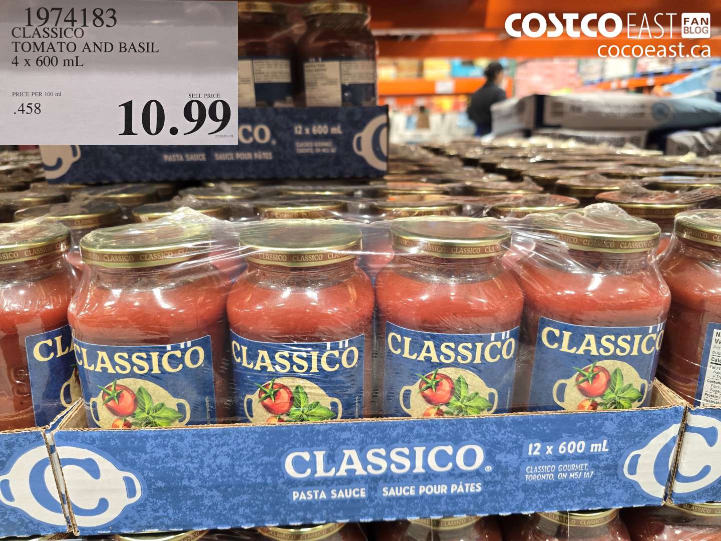 1974183 CLASSICO TOMATO AND BASIL 4 x 600 mL $10.99