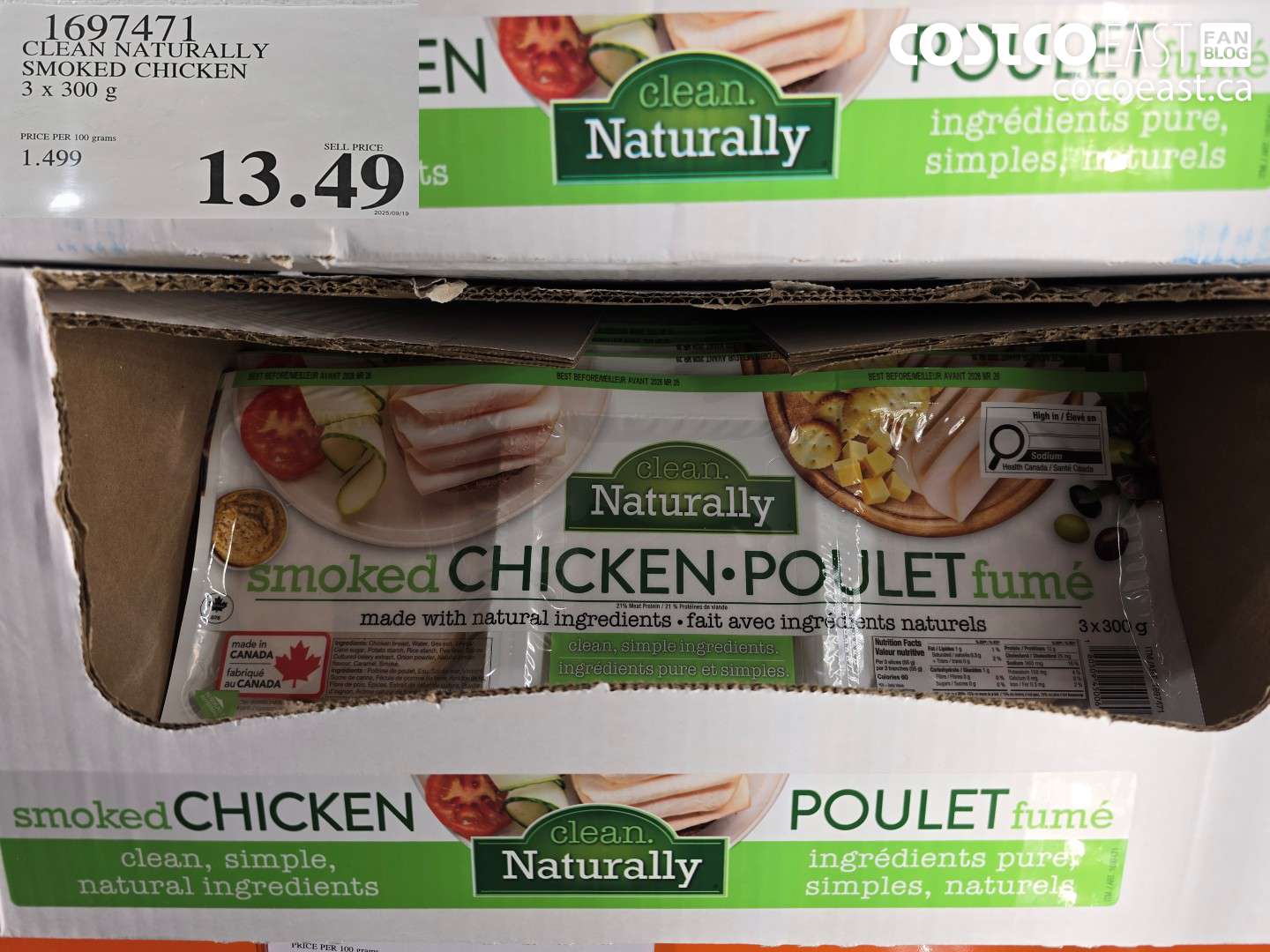 1697471 CLEAN NATURALLY SMOKED CHICKEN 3 X 300 G $13.49