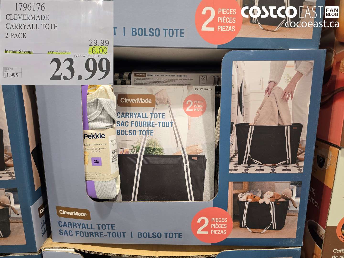 1796176 CLEVERMADE CARRYALL TOTE 2 PACK ($6.00 INSTANT SAVINGS EXPIRES ON 2026-03-01) $23.99