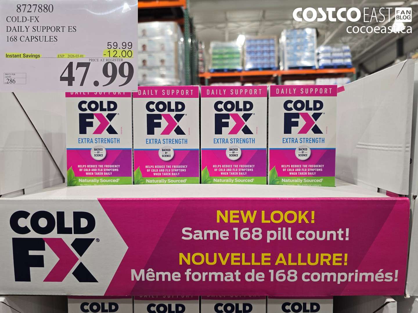 8727880 COLD-FX DAILY SUPPORT ES 168 CAPSULES ($12.00 INSTANT SAVINGS EXPIRES ON 2026-03-01) $47.99