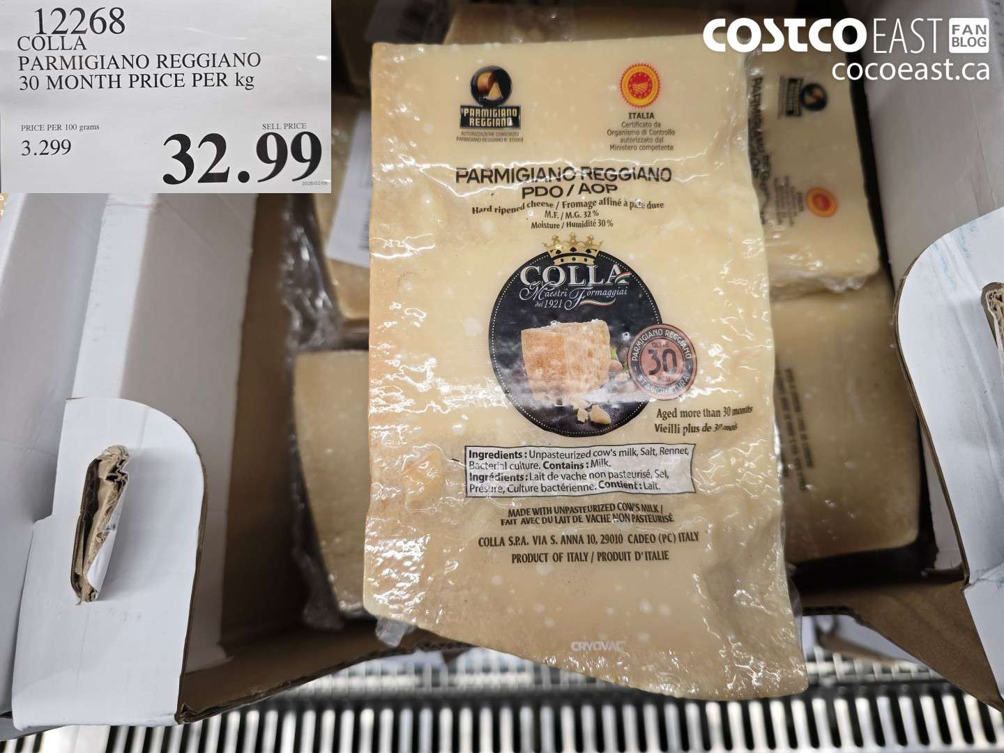 12268 COLLA PARMIGIANO REGGIANO 30 MONTH PRICE PER KG $32.99