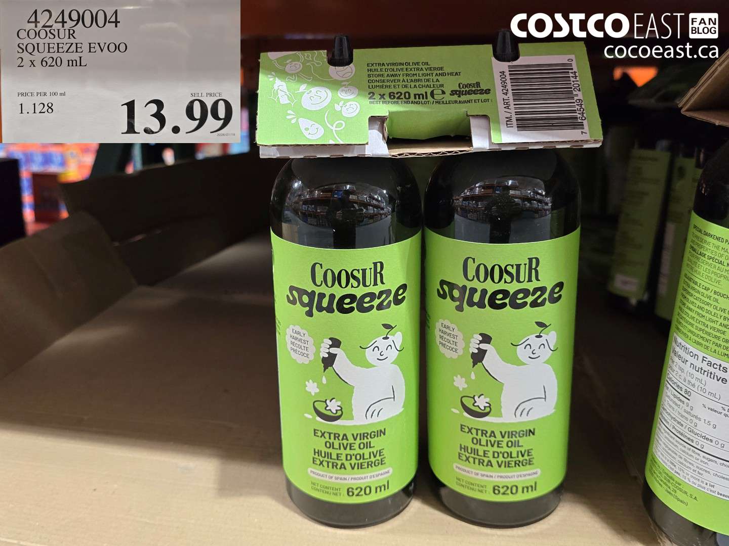 4249004 COOSUR SQUEEZE EVOO 2 X 620 ML $13.99