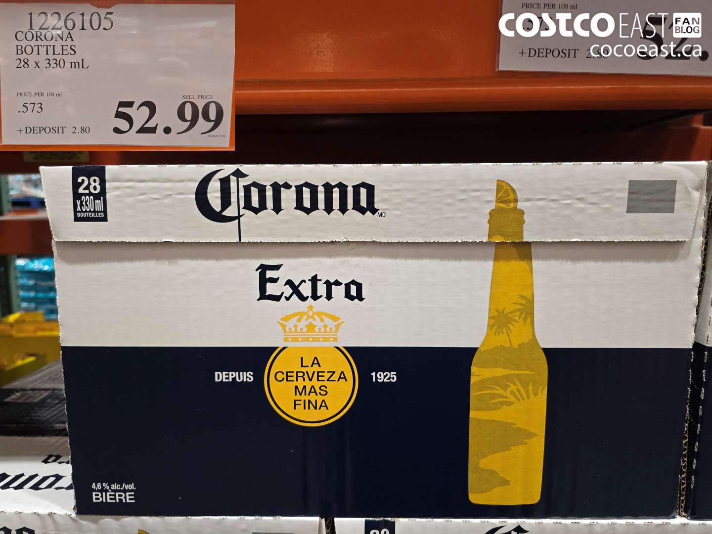 1226105 CORONA BOTTLES 28 x 330 mL $52.99