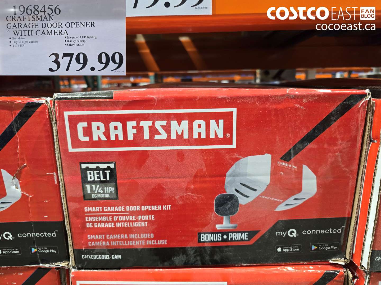 1968456 CRAFTSMAN GARAGE DOOR OPENER WITH CAMERA $379.99