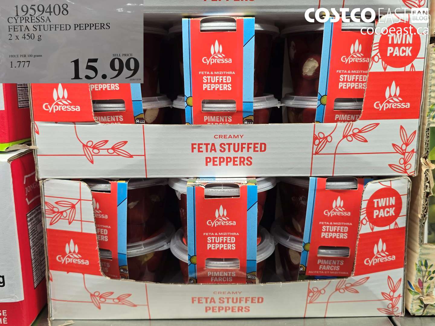 1959408 CYPRESSA FETA STUFFED PEPPERS 2 X 450 G $15.99