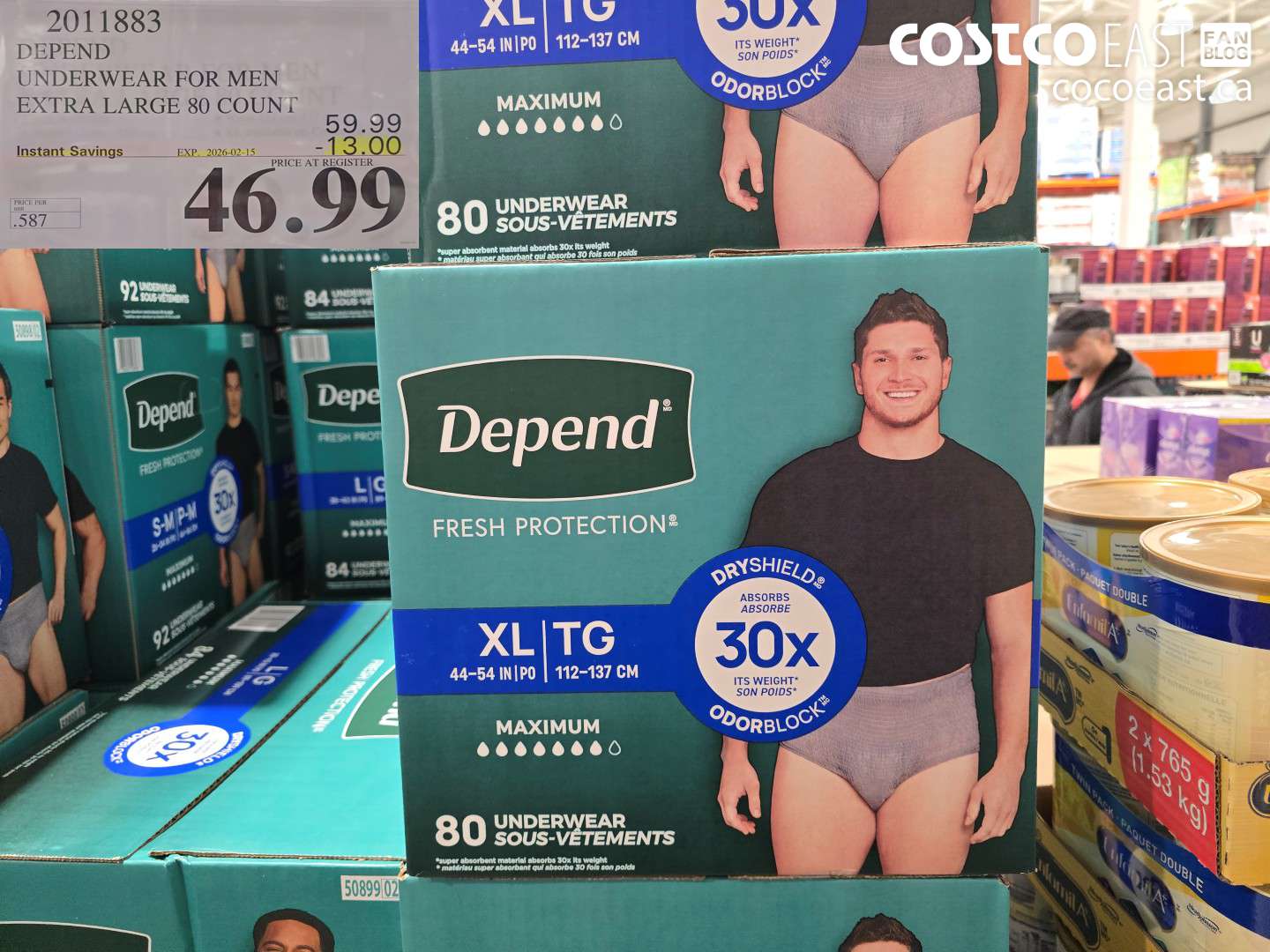 2011883 DEPEND UNDERWEAR FOR MEN EXTRA LARGE 80 COUNT ($13.00 INSTANT SAVINGS EXPIRES ON 2026-02-15) $46.99