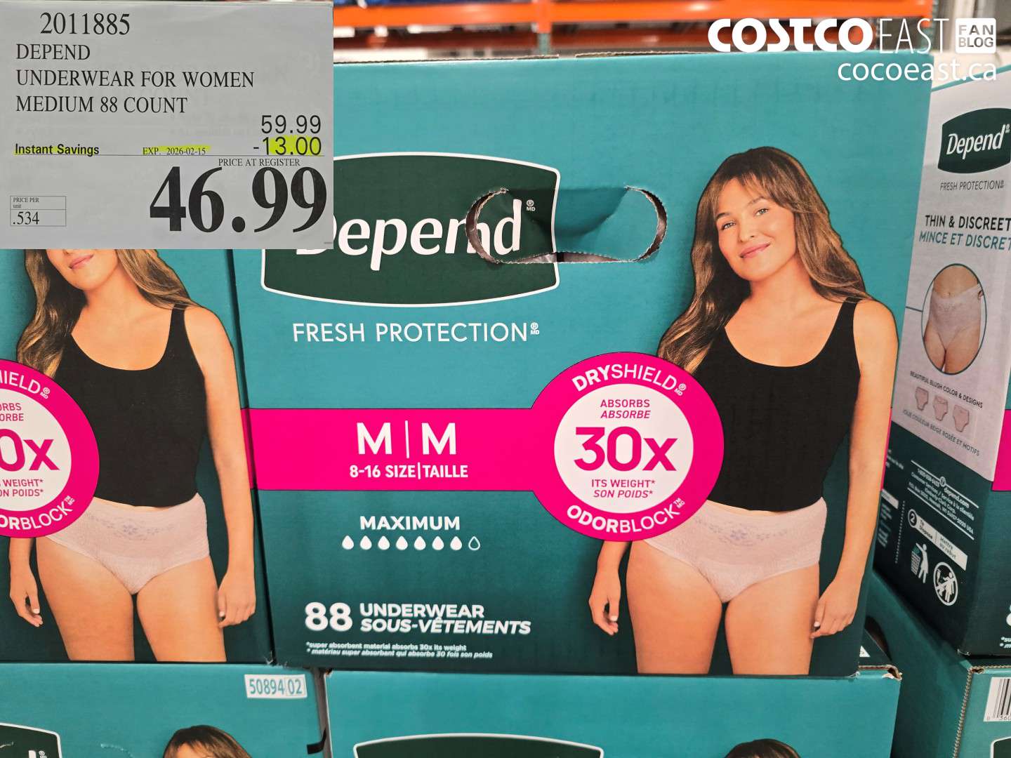 2011885 DEPEND UNDERWEAR FOR WOMEN MEDIUM 88 COUNT ($13.00 INSTANT SAVINGS EXPIRES ON 2026-02-15) $46.99