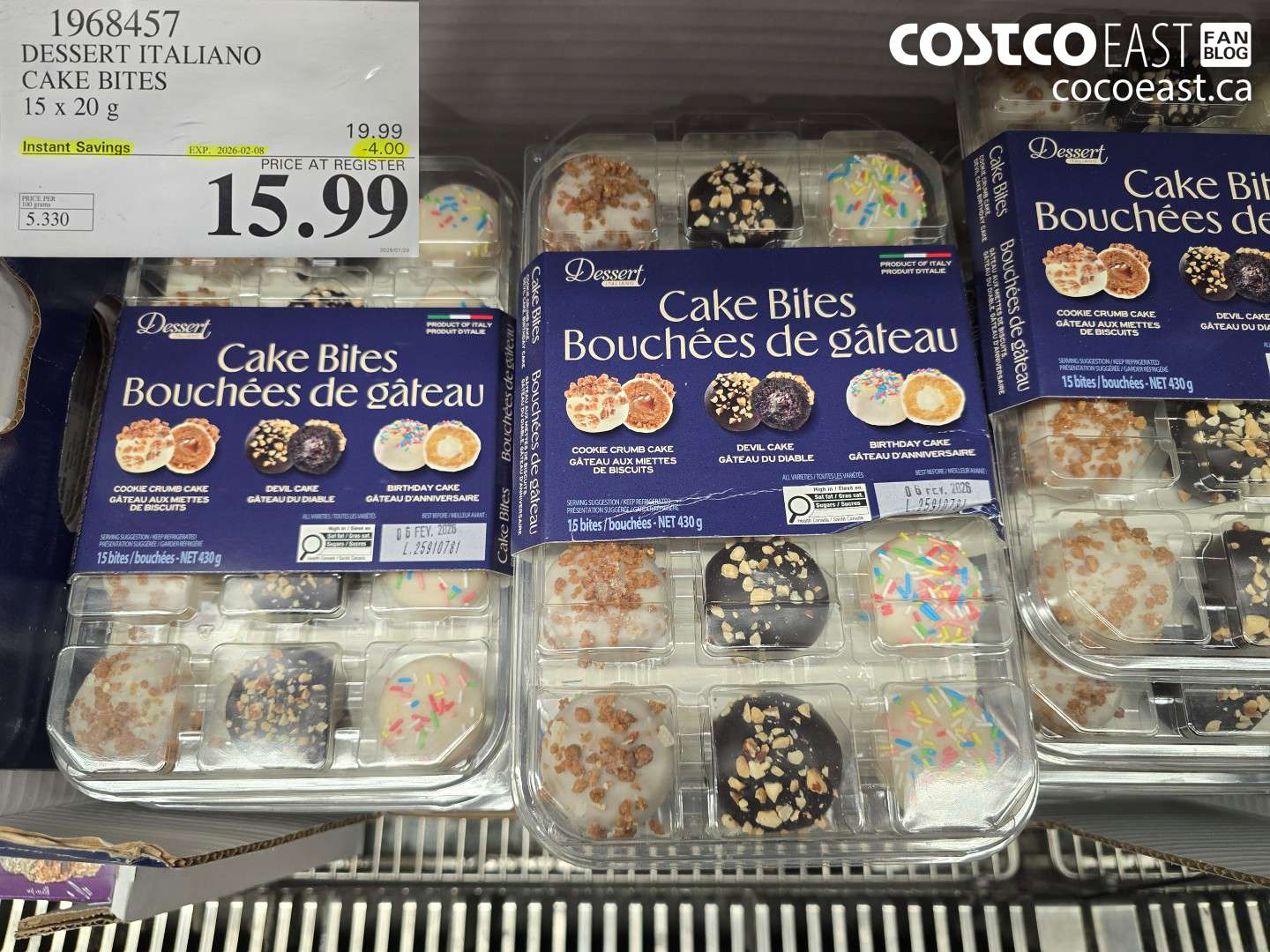 1968457 DESSERT ITALIANO CAKE BITES 15 X 20 G ($4.00 INSTANT SAVINGS EXPIRES ON 2026-02-08) $15.99
