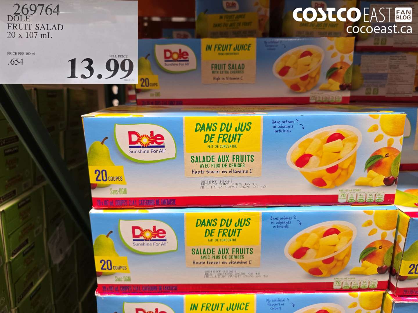 269764 DOLE FRUIT SALAD 20 x 107 mL $13.99
