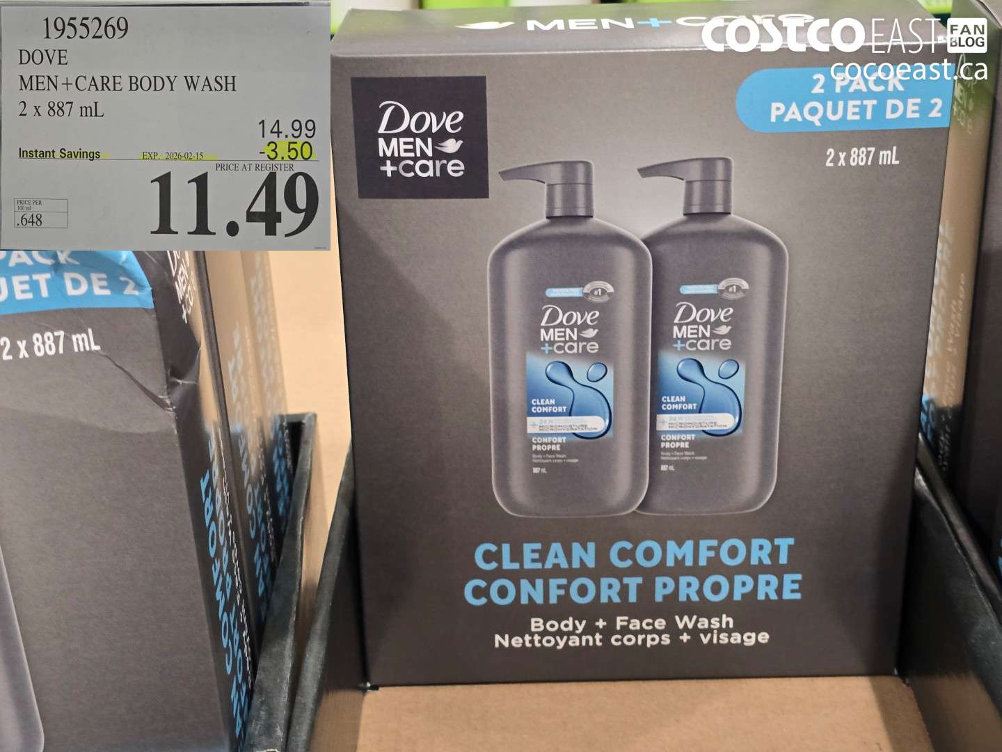 1955269 DOVE MEN+CARE BODY WASH 2 x 887 ml ($3.50 INSTANT SAVINGS EXPIRES ON 2026-02-15) $11.49