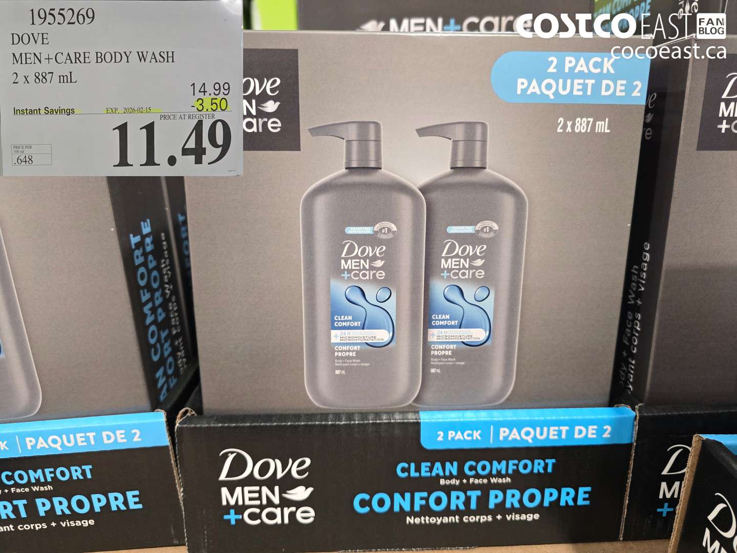 1955269 DOVE MEN+ CARE BODY WASH 2 X 887 ML ($3.50 INSTANT SAVINGS EXPIRES ON 2026-02-15) $11.49